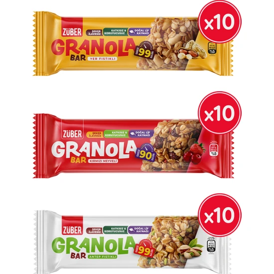 Züber Granola Bar Deneme Paketi 25 gr x 30 Adet