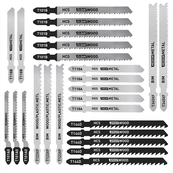 Humble 25 Parça T Saplı Dekupaj Testere Bıçağı Seti, Ahşap, Plastik ve Metal Kesim Için T Saplı Bıçaklar (Yurt Dışından)