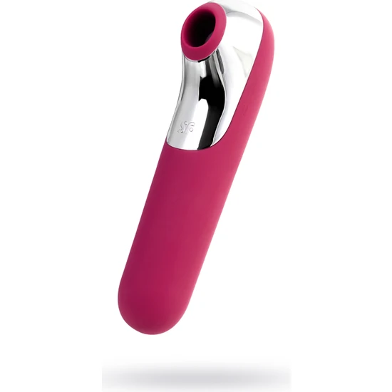 Satisfyer Dual Love Pink Vakum Klitoral Uyarıcı Vibratör, Silikon, Kırmızı, 16 cm