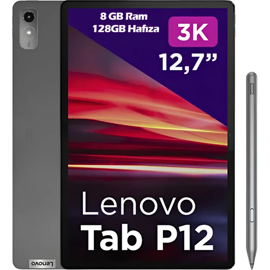 Lenovo Tab P12 TB370FU 8gb + 128GB 3k 12.7'' Wifi Tablet ZACL0030TR + Lenovo Tab Pen Plus Hediyeli