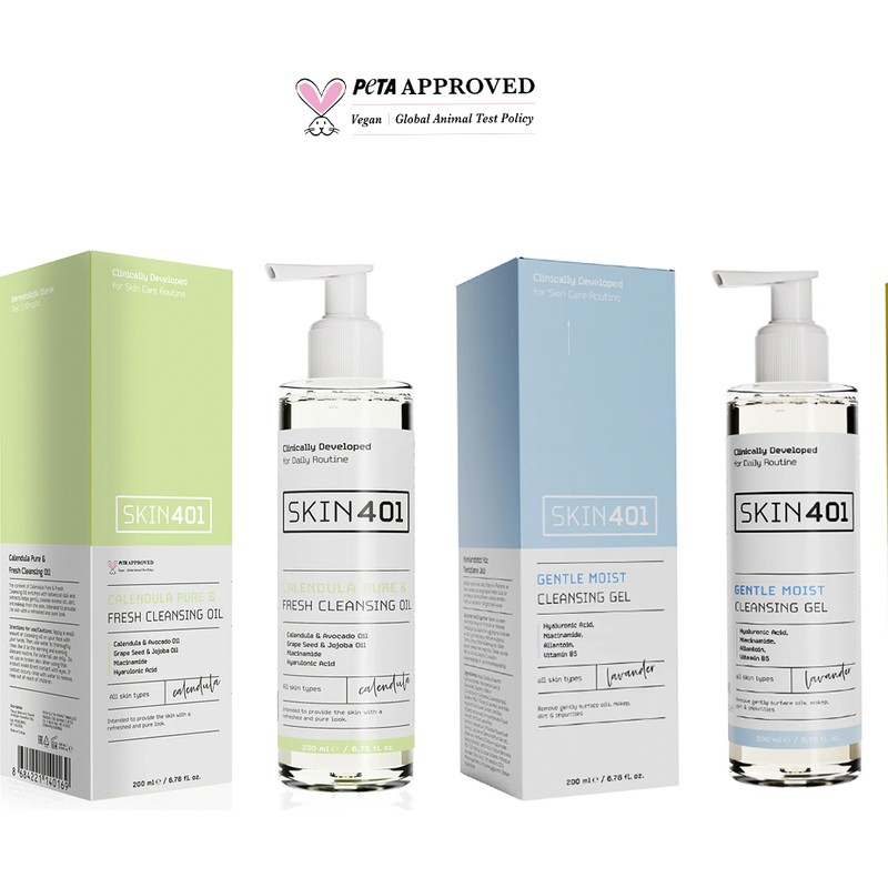 Skin401 200 ml Çift Aşamalı Yüz Temizleme Rutini Tüm Cilt Tipleri İçin Hassas Temizlik Sağlar