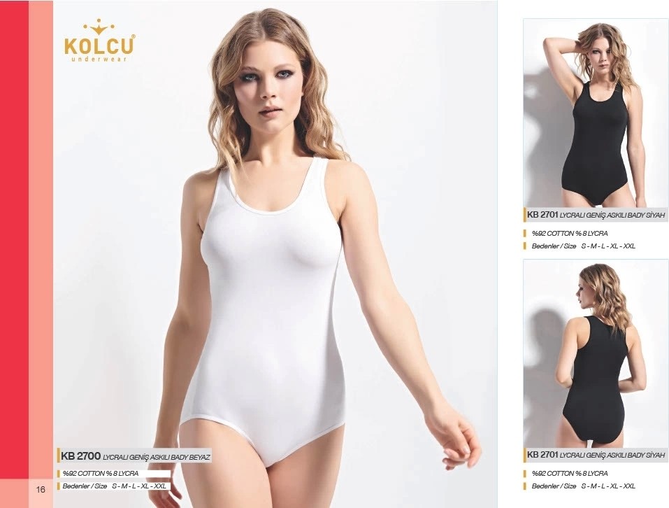 Kolcu Kalın Askılı Body Zıbın Atlet -KB2700 -Beyaz görsel 5