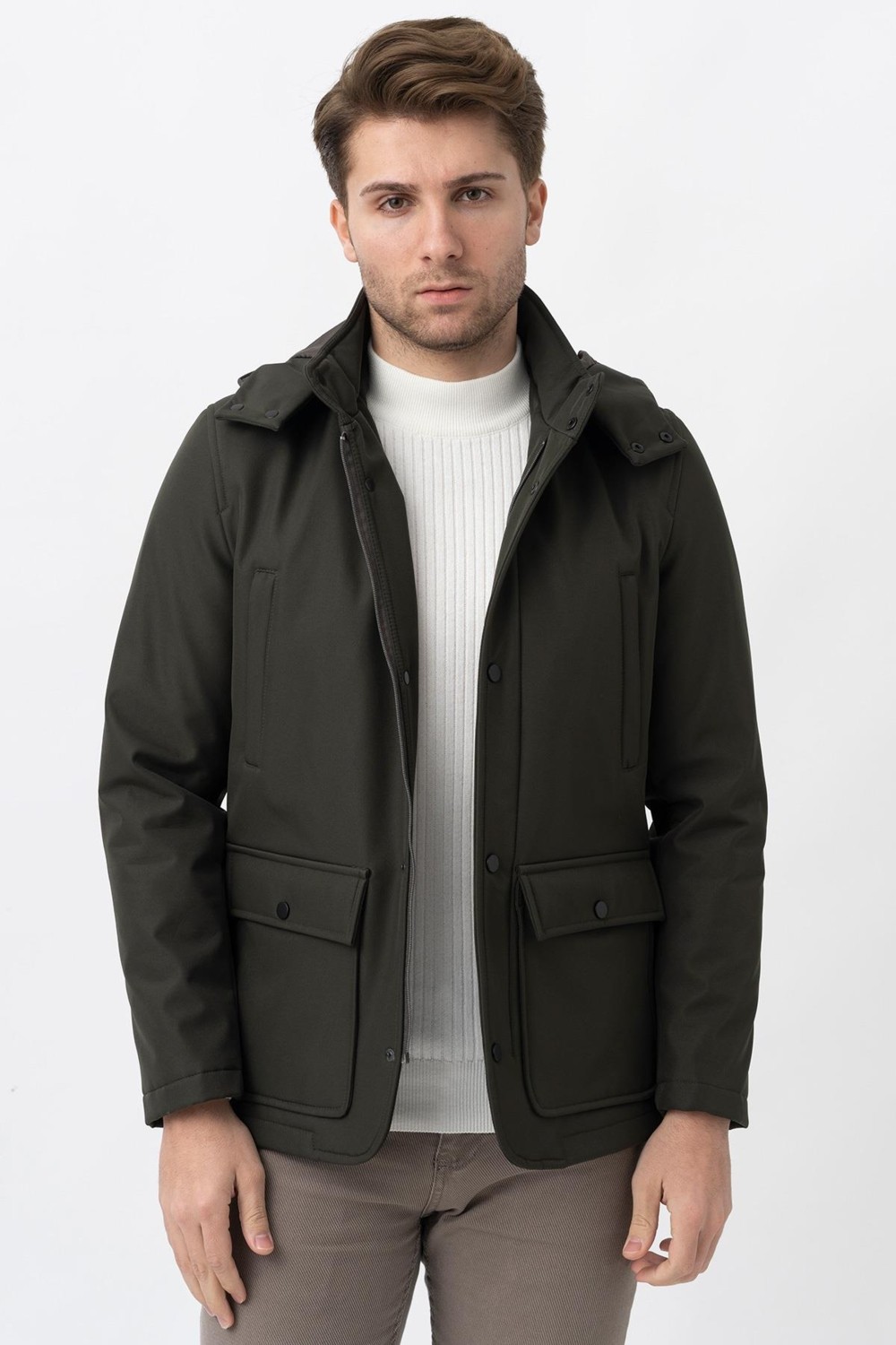 White Stone Bello 7777 Slim Fit Soft Shell Kaban Haki