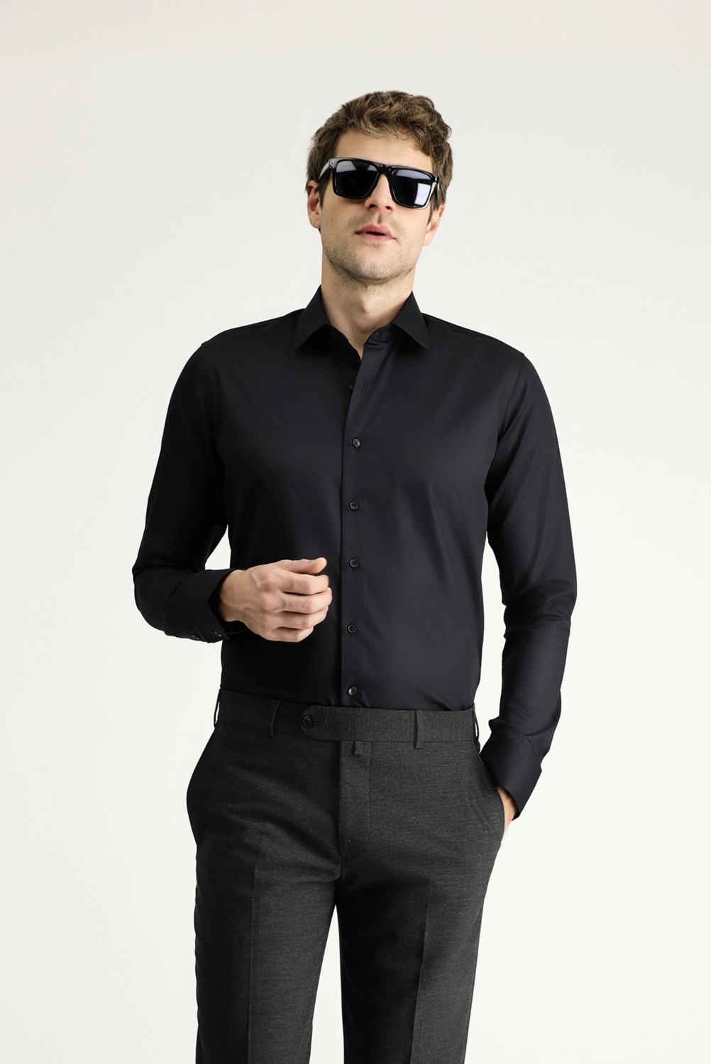 Kiğılı Uzun Kol Slim Fit Non Iron Klasik Pamuklu Gömlek