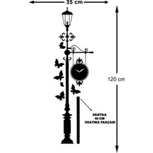 Ne Verelim Size Park Lambası Kelebekler ve Duvar Saati Saat Duvar Sticker Yapıştırma (Sudan ve Nemden Etkilenmez)