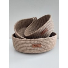 Home Decors By Özlem 3 Lü Hasır Sepet (25X6-20X6-15X6CM) Düzenleyici Dekorasyon Sunum Mutfak Banyo Organizer