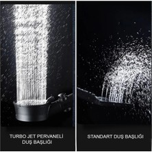 Mintev Siyah Turbo Pervaneli 5 Fonksiyonlu Duş Seti Turbo Başlık ve Siyah Mafsal Hortum