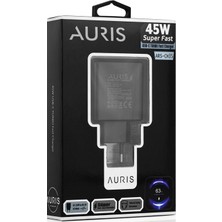 Auris 45W Usb-C Turbo Hızlı Şarj Type-C Başlık Süper Hızlı Şarj Teknolojisi