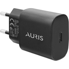 Auris Pd Turbo 25W Type-C To Type-C Şarj Kablosu ve Başlık Hızlı Şarj Seti