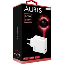 Auris 120W USB Şarj Saliseli Ultra Hızlı Şarj Başlığı Adaptörü Anında Şarj