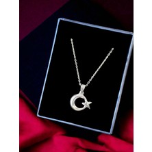 Alâ Silver Jewellery Ay Yıldız Parlak Tasarım Unisex 925 Ayar Gümüş Kolye
