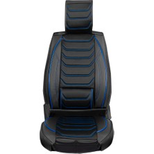 Asya seat Cordoba Uyumlu Yarı Deri Oto Koltuk Kılıfı Ön/arka Set Asya Series (Siyah-Mavi)