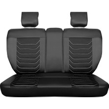 Asya seat Leon Uyumlu Yarı Deri Oto Koltuk Kılıfı Ön/arka Set Asya Series (Siyah-Beyaz)