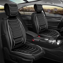 Asya seat Toledo Uyumlu Yarı Deri Oto Koltuk Kılıfı Ön/arka Set Asya Series (Siyah-Beyaz)