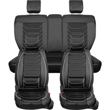 Asya Seat Ateca Uyumlu Yarı Deri Oto Koltuk Kılıfı Ön/arka Set Asya Series (Siyah-Beyaz)