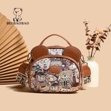 Platinum Beibaobao Kadın Çantası Sevimli Ayı Kulaklar Omuz Çantası Kadınlar Için Hı-Q Kalın Omuz Askısı Crossbody Çanta Perçin Çanta Kız Için (Yurt Dışından)