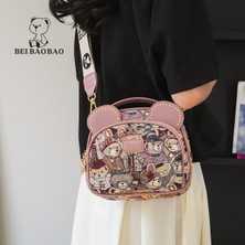 Platinum Beibaobao Kadın Çantası Sevimli Ayı Kulaklar Omuz Çantası Kadınlar Için Hı-Q Kalın Omuz Askısı Crossbody Çanta Perçin Çanta Kız Için (Yurt Dışından)