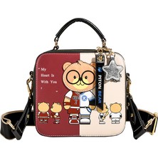Platinum Omuzdan Askili Çanta Kadın Crossbody Çanta Kadınlar Için Kare Çanta Kız Orijinal Hı-Q Sevimli Ayı Pu Deri Askılı Çanta Çanta (Yurt Dışından)