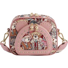 Platinum Kadınlar Için Şık Perçinli Kadın Omuz Çantası Crossbody Çanta Fileto Köşe Tasarımı Ayı Deseni Pırlantalı Kızın Haberci Çantası (Yurt Dışından)