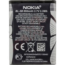 Nokia Bl-5b Pil 6101 (Bl 5b 890 Mah Batarya Pil Orijinal Uzun Ömürlü Yüksek Kapasite)