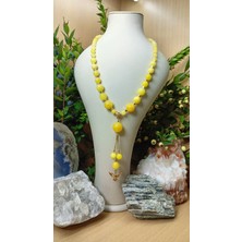 Aurora Handmade Design Jade Doğal Taş,kuş Figürlü Sarı Özel Tasarım Kolye