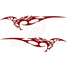 Ne Verelim Size Özel Tasarım Alevli Rüzgar Oto Sticker Sağ-Sol Takım Kırmızı 100*20 cm
