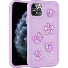 Coolacs Apple iPhone 11 Pro Max Uyumlu Kılıf Renkli Kabartma Figürlü Parlak Telefon Kılıfı Kapak