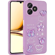 Coolacs Realme C53 Uyumlu Kılıf Renkli Kabartma Figürlü Parlak Telefon Kılıfı Kapak
