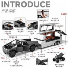 Fsfyb [kutulu] Chezhi 1:32 Tesla* Kamyonet + Seyahat Arabası + Küçük Motosiklet Alaşımlı Ses ve Işık Geri Çekilebilir Araba Modeli Siyah (Yurt Dışından)