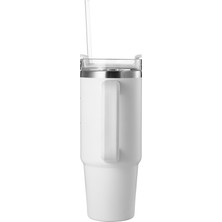 Lumin Flask Lumin Quencher Tumbler 0,89 Litre Vakum Yalıtımlı Termos Bardak Kapaklı ve Pipetli Snow White