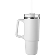 Lumin Flask Lumin Quencher Tumbler 0,89 Litre Vakum Yalıtımlı Termos Bardak Kapaklı ve Pipetli Snow White