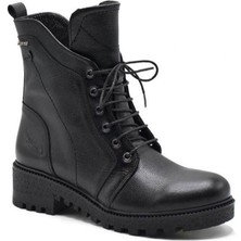 Venüs Kadın Hakiki Deri Waterproof Bağcıklı Fermuarlı Bot 1950891K - Siyah - 36