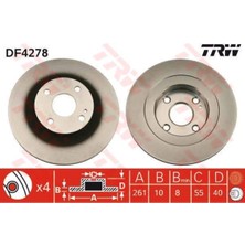 Trw DF4278 Fren Dıskı Arka Mazda 323 Famılıa 98-02 Düz 261MM Uyumlu