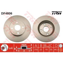 Trw DF4806 Fren Dıskı Ön Yarıs 05-13 Japon Havalı 255MM