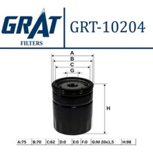 Grat 10204 10204 Yağ Filtresi Murat 131 Slx Palio 1.6 16V 1.4 Albea 1.2 -01 1.6 16V Tempra 1.6ıe Tipo 1.4ı
