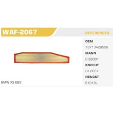 Winkel WAF-2067 WAF-2067 Hava Filtresi Bmw X3 04- 1.8d 2.0d