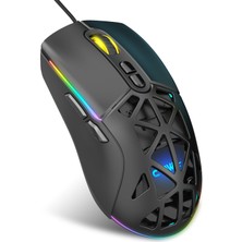 Claw's Nexus X1 12800 Dpi Wide RGB Özel ABS Doku, Claw's Reflex Örgü Kablolu & Değiştirilebilir Kapaklı Gaming Mouse - Siyah