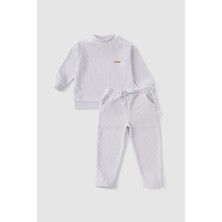 Little Gusto Fitilli Kadife Bebek Eşofman Takımı Gri