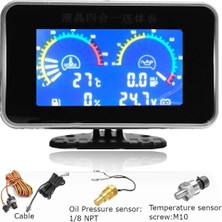 Internet LCD Araba Dijital Yağ Basınç Göstergesi Dijital Ekran Sensörü Gösterge Paneli Voltmetre Su Sıcaklığı Ölçer 4 In 1 (Yurt Dışından)