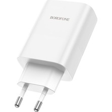 Borofone Şarj Kafa 65W Usb-C Pd ve 22.5W Usb-A iPhone 15 Serisi Uyumlu Şarj Başlık Seyahat ve Duvar Şarj Cihazı Type-C Girişli Tüm Cihazlara Uyumludur BN10