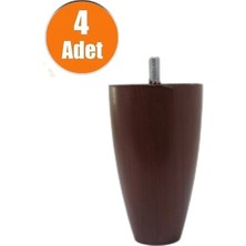 Moda Adalya Armut 12 cm Mobilya Baza Koltuk Puf Silindir Ayak Kanepe Ayağı Ceviz Ince Diş M8 (4 Adet)