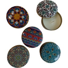 Bambu Oval Sepet & Mandala Desen Metal Kutu Mum