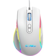 Claw's Nova V1 12800 Dpi Wide RGB Özel ABS Doku & Claw's Reflex Örgü Kablolu Ekstra Fire Butonlu Gaming Mouse - Beyaz