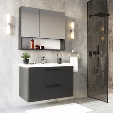 Teta Home Batum 80 Cm Antrasit MDF Banyo Dolabı Seti