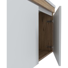 Teta Home Tokyo 80 Cm Atlantik Çam-Beyaz Mdf Banyo Dolabı Seti +Boy Dolabı