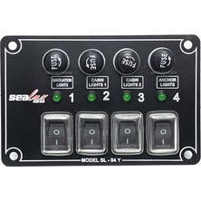 Sealux Marine 4 Anahtarlı Switch Panel Kontrol Paneli Yatay 12-24v Ölçüleri 80X120mm