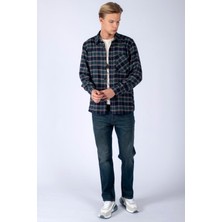 Lee Cooper Argoses Erkek Dokuma Uzun Kol Gömlek Lacivert-Mavi