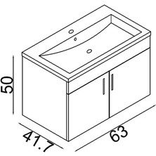 Teta Home Yalova 65 cm Mdf Banyo Lavabolu Alt Dolap