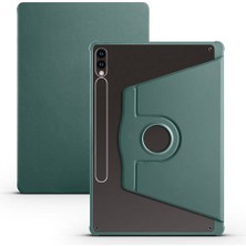 Case 4u Galaxy Tab S9 Plus Kılıf Termik Kalem Bölmeli Dönebilen Standlı Pu Deri Kılıf Koyu Yeşil