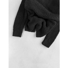 Abluka Online Oversize Yumuşak Dokulu Örme Kazak Siyah